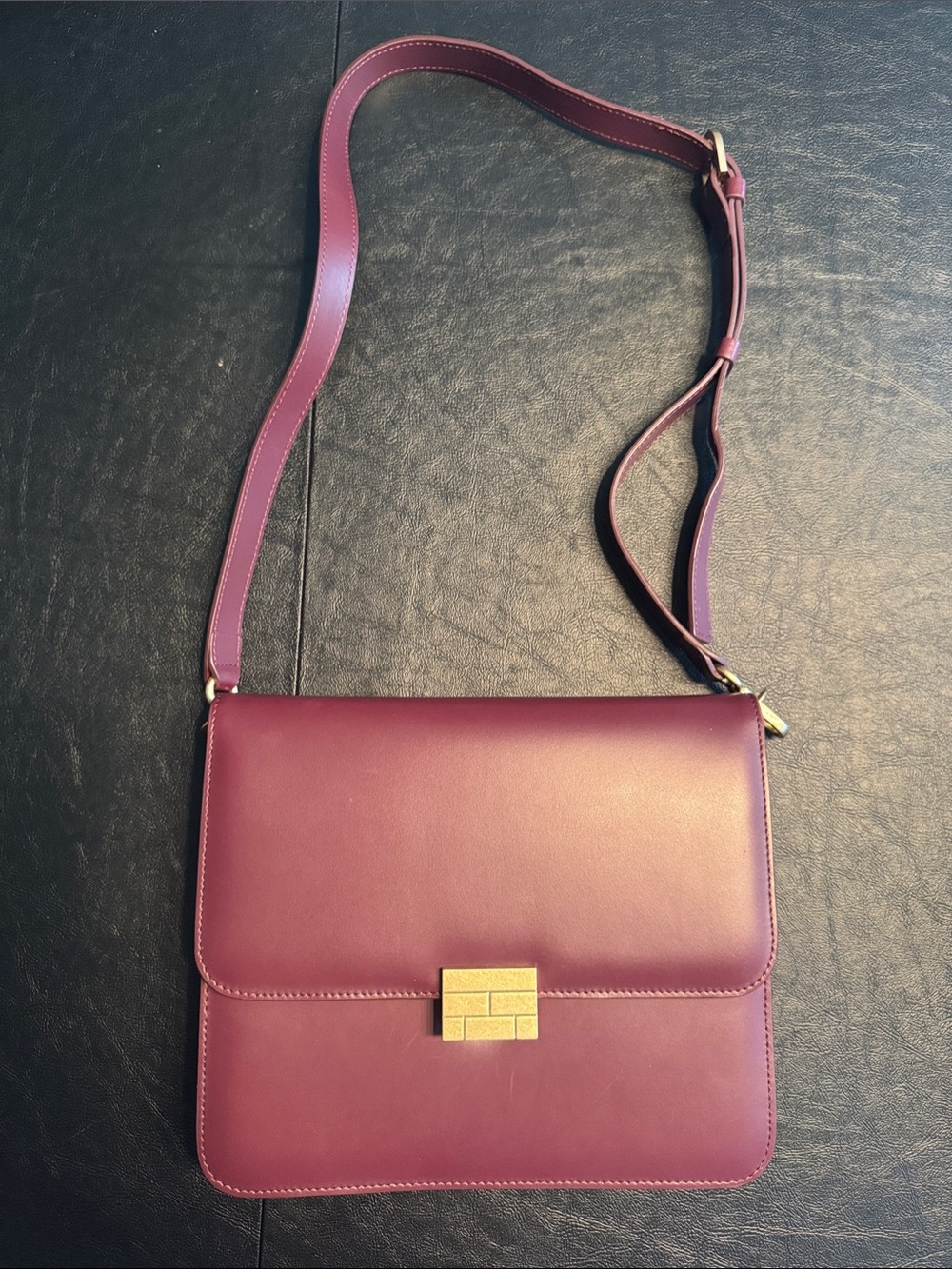 FRAME Women’s Burgundy Leather Crossbody Bag with Gold Hardware; NWT